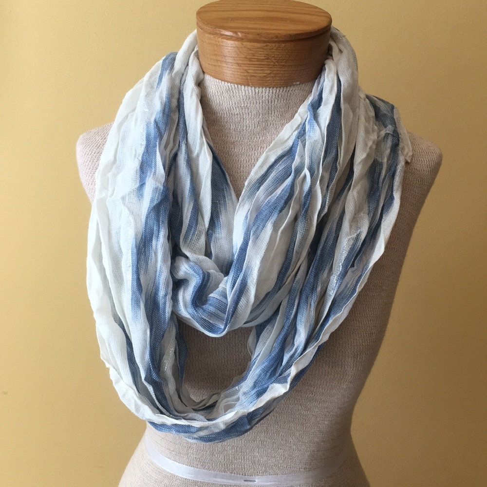 Infinity scarf blue and white with silver accents